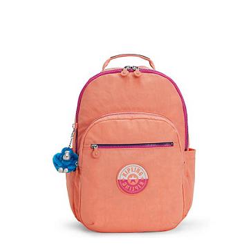 Kipling Seoul Large 15" Backpack Laptop Bags Cool Coral Shade | CA 1655UZ